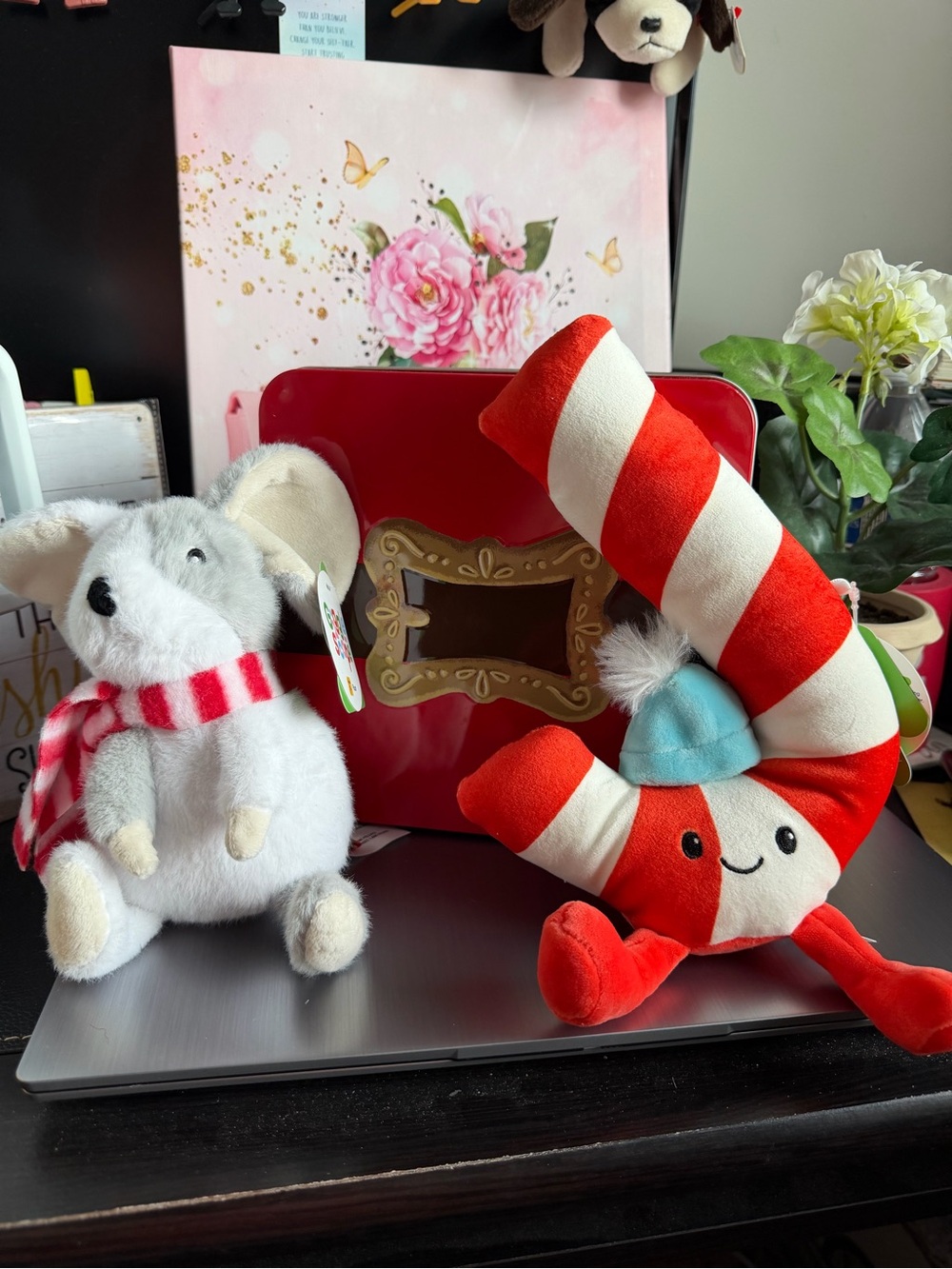 Red and White Striped Candy Cane Plush & Mouse plush